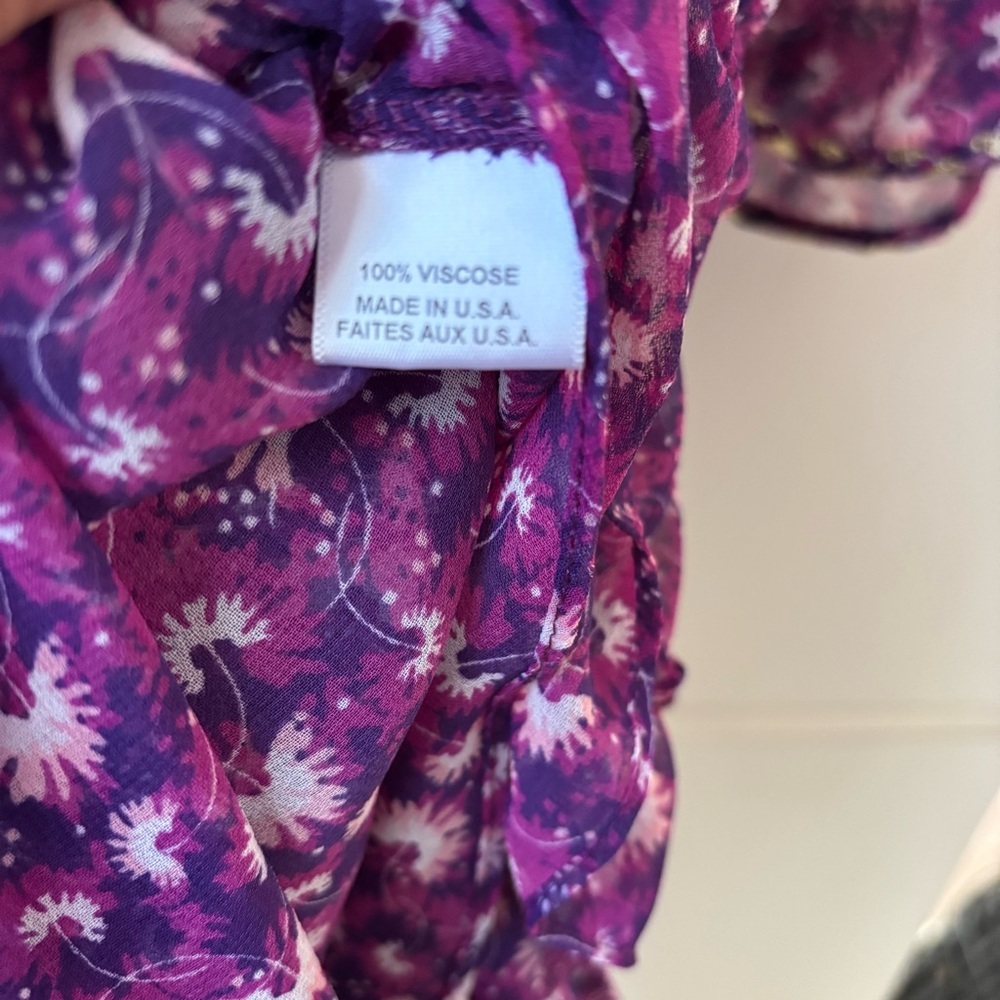 Misa Los Angeles Marisol Purple Floral Off Shoulder Smocked Mini Dress Size S - Picture 8 of 9